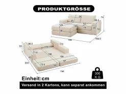 Discount Sofá modular convertible de 2 plazas con otomanas extraíbles - Pana Sofá Modular