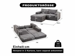 Hauss Spole Sofá modular convertible de 2 plazas con otomanas extraíbles - Pana