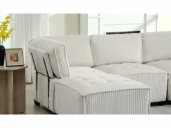 Outlet Sofá modular convertible en terciopelo - 6 plazas - ergonómico - con bolsillos de almacenamiento - 308x154x82cm Sofá Modular