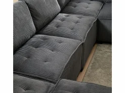 Outlet Sofá modular convertible en terciopelo - 6 plazas - ergonómico - con bolsillos de almacenamiento - 308x154x82cm Sofá Modular