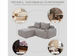 Best Sofá modular de 2 plazas - 200 x 174 x 80 cm - con 1 otomana + portavasos + bolsillo de almacenamiento - terciopelo - Sofá Modular