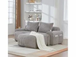 Best Sofá modular de 2 plazas - 200 x 174 x 80 cm - con 1 otomana + portavasos + bolsillo de almacenamiento - terciopelo - Sofá Modular