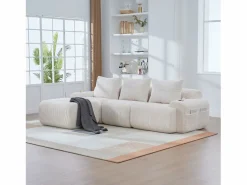 Online Sofá modular de 3 plazas - 268 x 174 x 80 cm - con 1 otomana + portavasos + bolsillo de almacenamiento - terciopelo - Sofá Modular