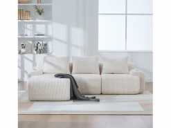 Online Sofá modular de 3 plazas - 268 x 174 x 80 cm - con 1 otomana + portavasos + bolsillo de almacenamiento - terciopelo - Sofá Modular