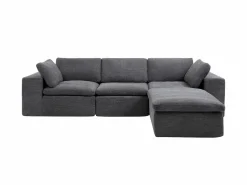 New Vente-unique Sofá modular de esquina con puf en tejido CORTOLINE Gris antracita