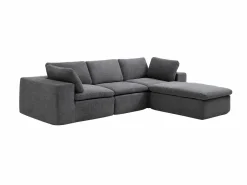 New Vente-unique Sofá modular de esquina con puf en tejido CORTOLINE Gris antracita