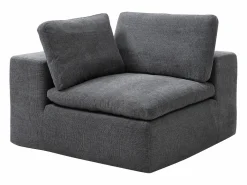 New Vente-unique Sofá modular de esquina con puf en tejido CORTOLINE Gris antracita