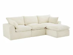Online Vente-unique Sofá modular de esquina con puf de pana gruesa CYROMA Beige
