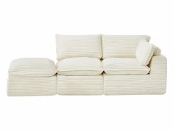 Online Vente-unique Sofá modular de esquina con puf de pana gruesa CYROMA Beige