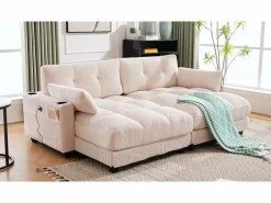 Sofá Modular de Terciopelo – con USB y Portavasos – Multifuncional para Espacios Pequeños – 112×140×81 cm
