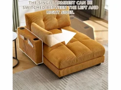 Sofá Modular de Terciopelo – con USB y Portavasos – Multifuncional para Espacios Pequeños – 112×140×81 cm