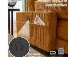 Sofá Modular de Terciopelo – con USB y Portavasos – Multifuncional para Espacios Pequeños – 112×140×81 cm