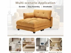 Sofá Modular de Terciopelo – con USB y Portavasos – Multifuncional para Espacios Pequeños – 112×140×81 cm