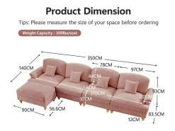 Sofá modular Diseño curvo Patas torneadas Asiento denso Chenilla