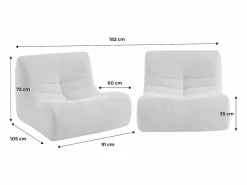 Clearance Sofá modular en borreguito texturizado, 2 plazas Sofá Modular