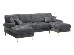 Sofá modular en U (272x136x88 cm) - 6 plazas en chenilla - Convertible en cama - Configuración relax