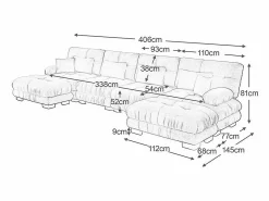 New Sofá modular esquina 4 plazas - con 2 pouf y 6 cojines - DIY forma U/L - 406x145x81cm - Todos Los Sofás|Sofá Modular