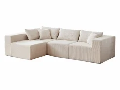 Sale Sofá modular ángulo - Terciopelo acanalado - 3/4 plazas - 3 cojines y 3 orejeros - Sofás Club