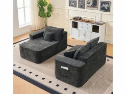 Hot DripeX Sofá modular ángulo izquierdo - Chenilla - 3 cojines y 2 orejeros - 262x144x65cm Negro