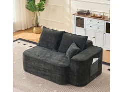 Hot DripeX Sofá modular ángulo izquierdo - Chenilla - 3 cojines y 2 orejeros - 262x144x65cm Negro