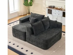 Hot DripeX Sofá modular ángulo izquierdo - Chenilla - 3 cojines y 2 orejeros - 262x144x65cm Negro