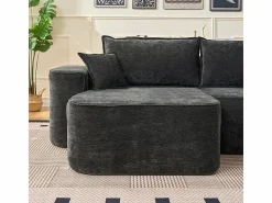 Hot DripeX Sofá modular ángulo izquierdo - Chenilla - 3 cojines y 2 orejeros - 262x144x65cm Negro