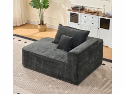 Hot DripeX Sofá modular ángulo izquierdo - Chenilla - 3 cojines y 2 orejeros - 262x144x65cm Negro