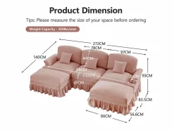 Best Sofá modular U líneas curvas reposabrazos florales puf móvil chenilla salón Sofá Modular