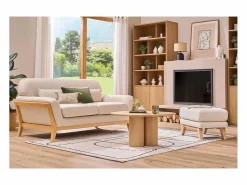 Best Miliboo Sofá nórdico 2 plazas beige madera YOKO Color natural claro