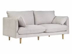 Best Miliboo Sofá nórdico 3 plazas de tejido efecto aterciopelado texturizado y madera clara CLAYTON Beige