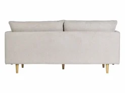 Best Miliboo Sofá nórdico 3 plazas de tejido efecto aterciopelado texturizado y madera clara CLAYTON Beige