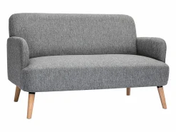 Best Miliboo Sofá nórdico 2 plazas de tejido y madera clara ISKO Gris claro