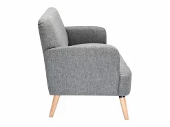Best Miliboo Sofá nórdico 2 plazas de tejido y madera clara ISKO Gris claro