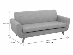 Best Miliboo Sofá nórdico 3 plazas y madera PURE Gris claro