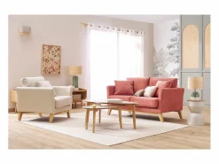 Online Miliboo Sofá nórdico 2 plazas con funda desenfundable efecto aterciopelado color OSLO Terracota