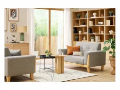 New Miliboo Sofá nórdico 2 plazas con patas de madera FJORD Gris claro