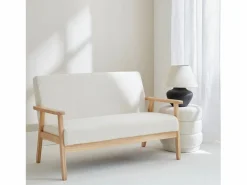 Online Sofá o banco de borreguito y patas de madera, 2 plazas Sofá Escandinavo