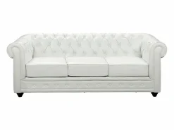 Outlet Sofá 3p + 1 sillón CHESTERFIELD - Piel sintética - Conjunto Sofá Y Sillón