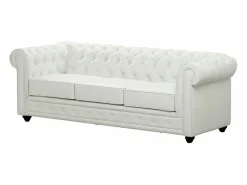 Outlet Sofá 3p + 1 sillón CHESTERFIELD - Piel sintética - Conjunto Sofá Y Sillón