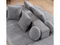 DripeX Sofá panorámico 5 plazas modular - de tejido Chenilla - con 6 cojines - 263x171x66cm