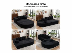 DripeX Sofá panorámico 5 plazas modular - de tejido Chenilla - con 6 cojines - 263x171x66cm