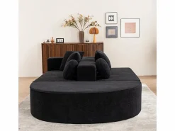 DripeX Sofá panorámico 5 plazas modular - de tejido Chenilla - con 6 cojines - 263x171x66cm