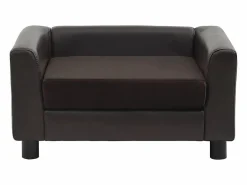 Clearance Sofá para perros felpa y cuero sintético marrón 60x43x30 cm Cama De Animales De Compañía