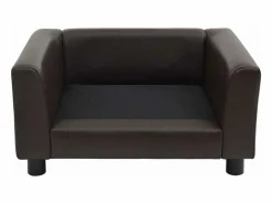 Clearance Sofá para perros felpa y cuero sintético marrón 60x43x30 cm Cama De Animales De Compañía