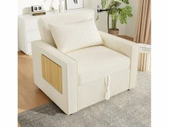 Discount Sofá plegable multifunción - con puertos de carga USB - con soporte para teléfono - Tejido de pana - Sillón Cama