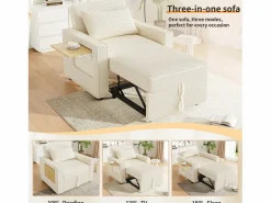Discount Sofá plegable multifunción - con puertos de carga USB - con soporte para teléfono - Tejido de pana - Sillón Cama