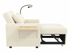 Discount Sofá plegable multifunción - con puertos de carga USB - con soporte para teléfono - Tejido de pana - Sillón Cama