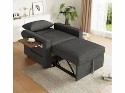 ModernLuxe Sofá plegable multifunción - con puertos de carga USB - con soporte para teléfono - Tejido de pana - Gris