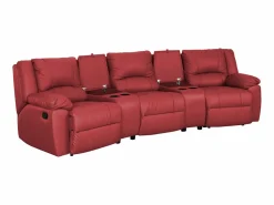 Vente-unique Sofá reclinable AROMA de 3 y 2 plazas en piel de vacuno roja