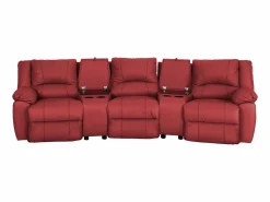 Vente-unique Sofá reclinable AROMA de 3 y 2 plazas en piel de vacuno roja